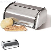 Bread Box Vintage Look Kitchen Storage Stainless Steel Bin Wood Roll Metal Large - £50.90 GBP