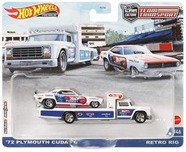 Hot Wheels &#39;72 Plymouth Cuda FC Retro Rig, Team Transport #46 - $629.74 MXN