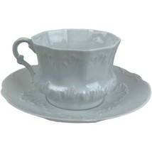 Vintage Giraud Limoges France Cup &amp; Saucer Molded White Made In France - £18.79 GBP