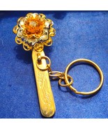 Beautiful vintage women&#39;s gold scarf clip with rhinestones or keychain. - $32.56 CAD