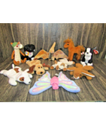 10 Ty Beanie Babies Mix Variety Lot Retired Dogs, Cats, Rabbit, Horse To... - £19.82 GBP