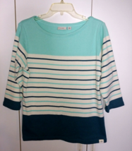 L. L. BEAN LADIES 3/4-SLEEVE KNIT PULLOVER STRIPED SWEATER-L-WORN ONCE-NICE - $16.69