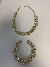 Vintage Lisner Aurora Borealis Jewelry Set 16” Choker &amp; 6.5” Bracelet - £38.89 GBP