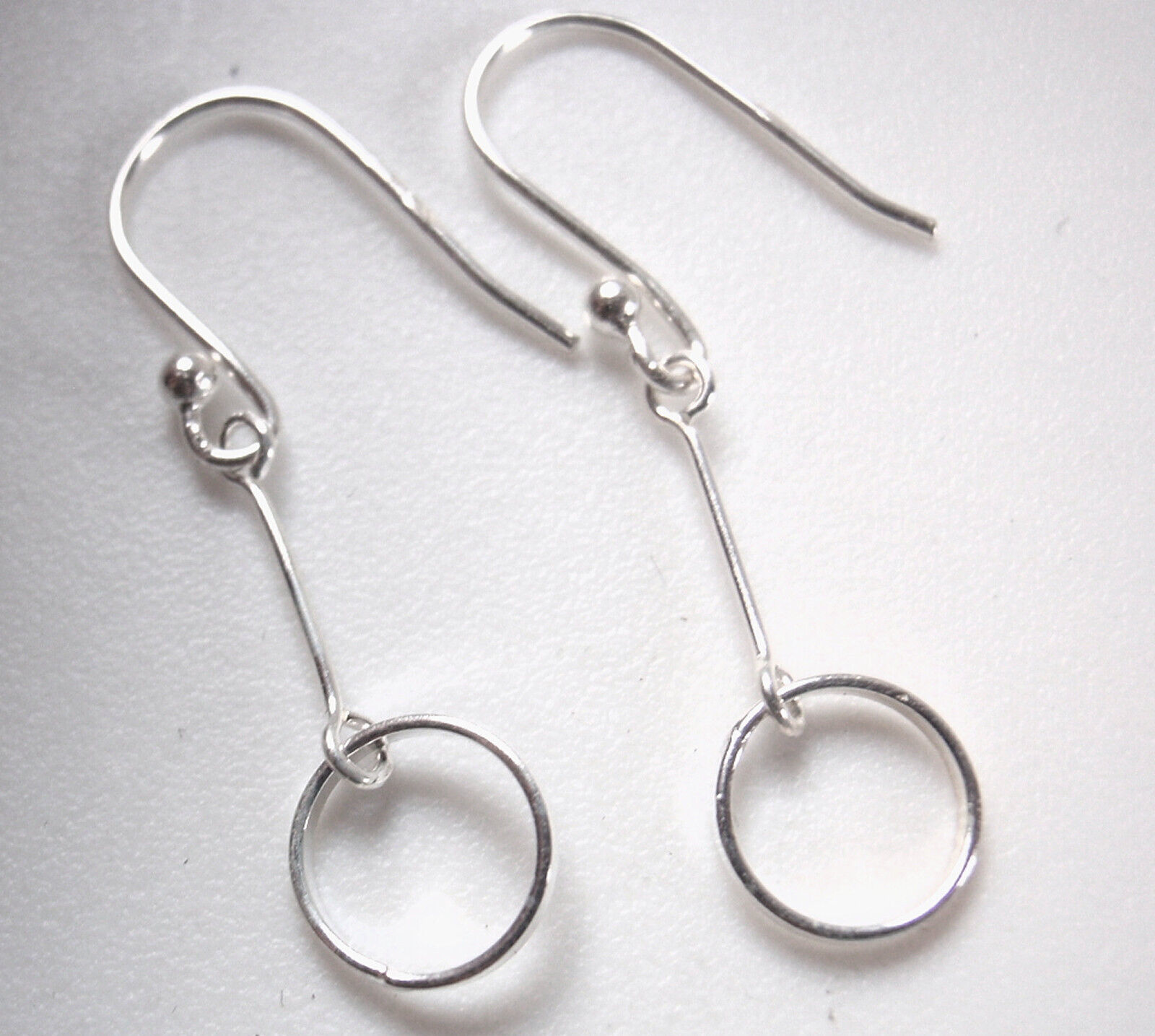 Dangling Circle Drop 925 Sterling Silver Dangle Earrings  Light Weight