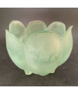 Green Recycled Glass Tulip Flower Candleholder, Flash-Frosted      OBO - $12.00
