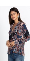 Johnny Was Black Floral FALL PAISLEY LONG SLEEVE SWING POLO XL Romantic ... - $70.13