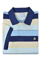 Brooks Brothers Heather Blue Multi Stripe Sim Fit Polo Shirt, 2XL XXL 80... - £43.48 GBP