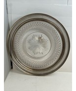 Wilcox &amp;Waggoner Sterling Silver Cut Glass Starburst Pierced Rim Plate #... - $163.29