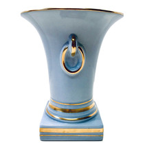 Vintage 1930’s Art Deco Elegant Blue With Gold Trimmed Footed Door Knocker Vase - £39.01 GBP
