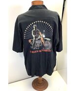 Harley Davidson Silk Shirt Mens XXXL Black Embroidered Army Retro Biker 3XL - $809.53 MXN