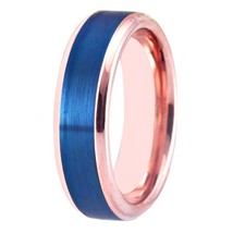 Classic Wedding Engagement Rings Women Men's Anniversary Ring Blue and Rose Step - £29.20 GBP