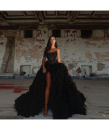 Sexy Ball Gown Thigh-High Slit Dress Luxurious Layers Tulle Cathedral Tr... - $220.00