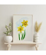 Original Watercolor Painting Of March Birth Month Flower, A Yellow Daffo... - $45.54