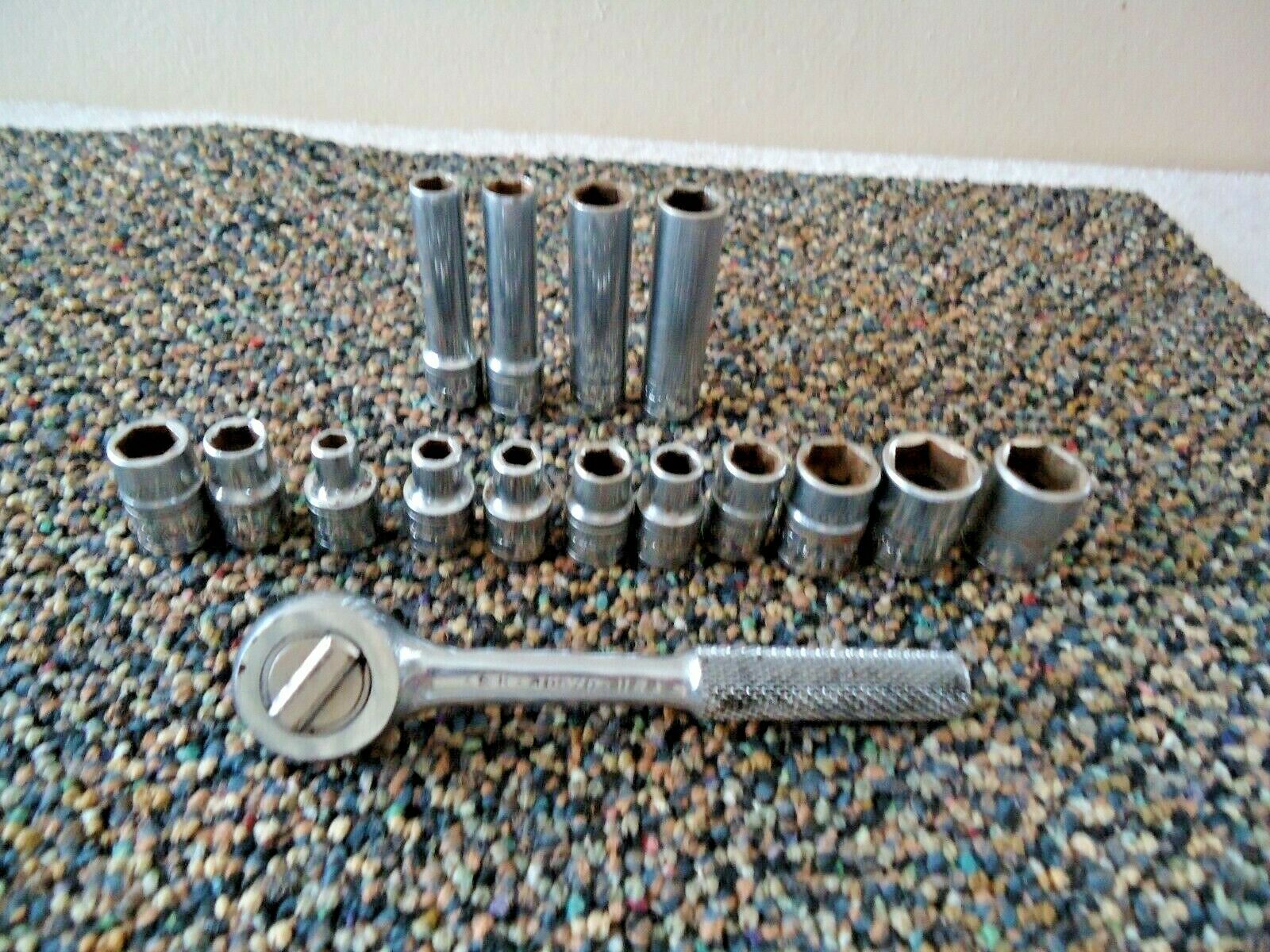 Primary image for Vtg S-K 1/4" Mixed 16 Piece Lot Includes # 40970 Ratchet And Various 1/4" Socket
