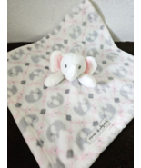 Blankets And Beyond Elephant Security Blanket Nunu White Pink Diamond Fi... - £19.45 GBP