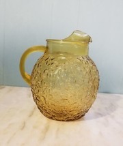 Anchor Hocking Lido Milano Amber Crinkle Glass Pitcher 9&quot; Tall - $19.17