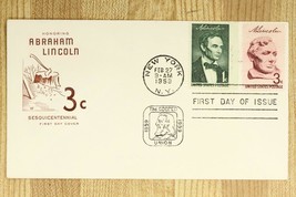 US Postal History Cover FDC 1959 ABRAHAM LINCOLN Sesquicentennial Cooper... - $12.68