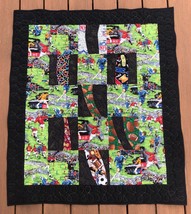 Soccer Stars Lap Quilt Cotton Wall Hanging Travel Nap Quilted 38 x 46 - £15.81 GBP
