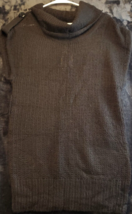 FANG Sweater Vest Womens Size Small Black Knit Acrylic Sleeveless Turtleneck - £14.41 GBP