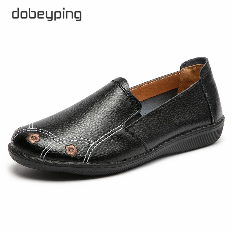 dobeyping Cut Outs Summer Shoes Woman Soft Leather Women&#39;s Flats Slip On Mother  - £129.61 GBP