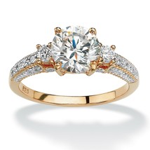 PalmBeach Jewelry 2.38 TCW Round CZ Ring in Gold-Plated Sterling Silver - £43.01 GBP