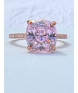 Pink Gemstone Ring in 18K Rose Gold Over Sterling Silver, Hidden Halo - £31.60 GBP