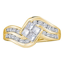 14k Yellow Gold Womens Princess Diamond Contoured Cluster Ring 1.00 Ctw - $1,098.00