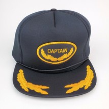 1980&#39;s New Captain Hat black Snapback cap feather bill rope front Adult size - £10.75 GBP