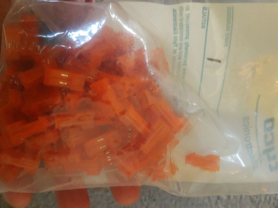 NEW LOT of 110 Wire Board Wire Receptacle Orange 2 Position Slot # AMP 6... - $22.79