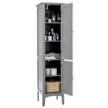 Bathroom Freestanding Storage Cabinet Linen Tower Kitchen Living Room Grey - £175.85 GBP