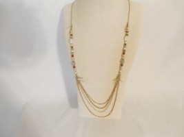 Department Store 31&quot; Gold Tone Beaded Layered Chain Necklace F532 $30 - £13.03 GBP
