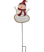 Outdoor Metal Yard Sign Lawn Stake LED Blinking Nose Christmas Snowman Y... - £22.38 GBP