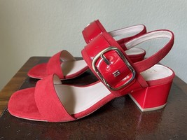 Escada Suede Leather Shoes Size: 10.5 - 11 Us (Eur 41) New Ship Free Red Sandals - £441.07 GBP