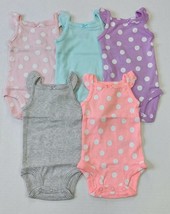 Carters 5 Pack Bodysuits Girls Pastel Polka Dots Size Newborn 3 6 or 12 Months - $5.95