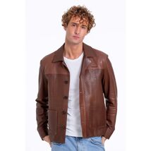 Vinci The Glasgow Tan Handwoven Leather Men Jacket image 2