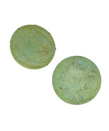 Set of 2 Green Verdigris Round Cement 10 Inch Stepping Stones Sun Moon a... - £36.21 GBP