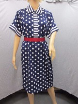 Papell Boutique Polka Dot Short Sleeve Shift Dress Half Hidden Button Down Sz12 - £19.87 GBP