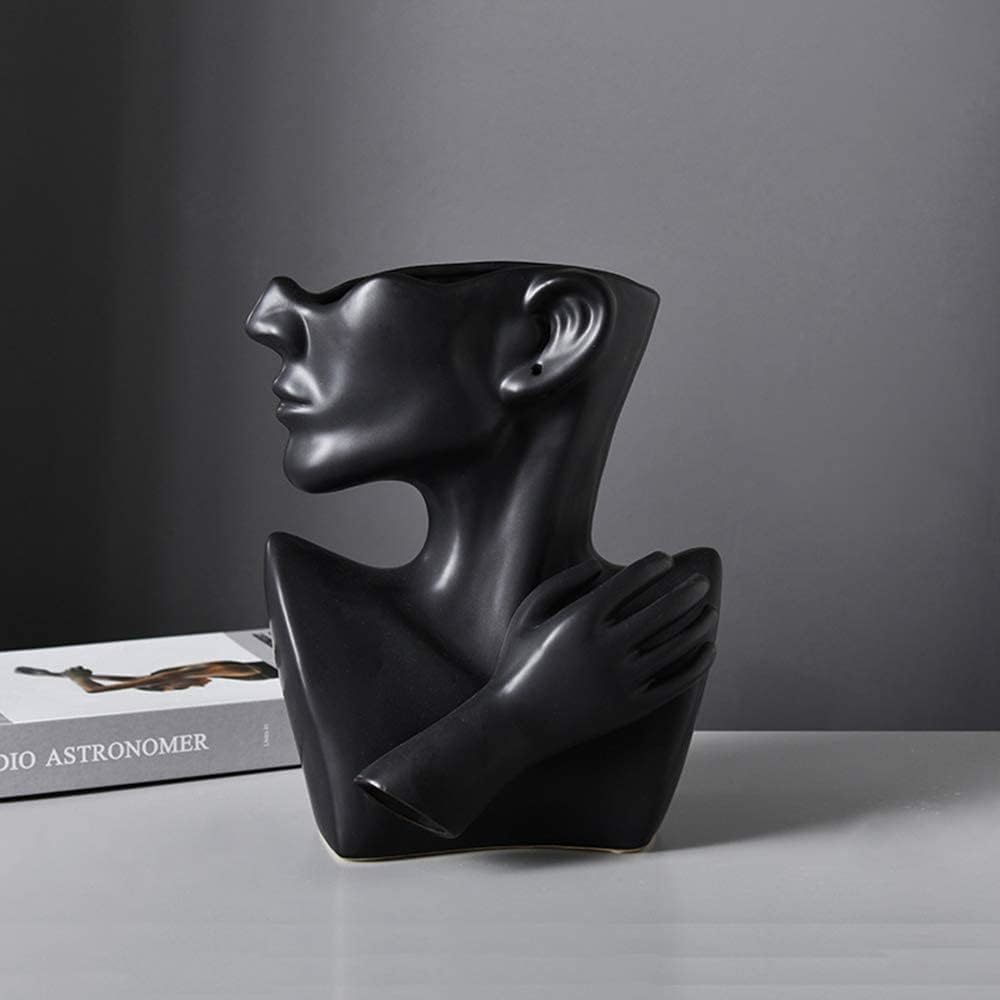 Black Creative Head Sculpture For Home Decoration By Katoonx Ceramic Greek - $47.95