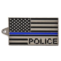 POLICE BLUE LINE FLAG KEY RING (1-5/8&quot;) - £8.78 GBP