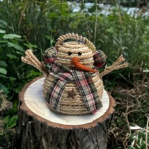 Snowman Twine Rope 7” Tall Stuffed Decorative Winter Christmas Plaid Sca... - $15.52