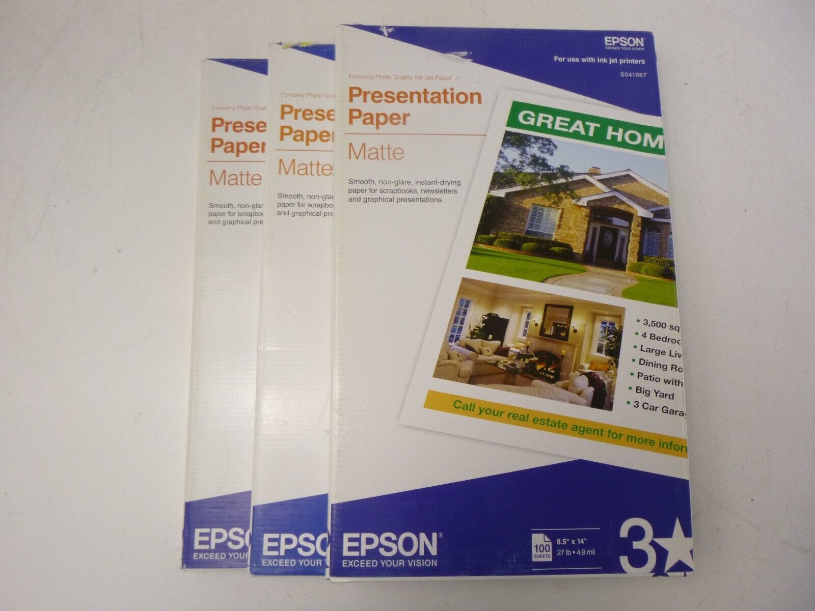 Epson Presentation Paper MATTE 8.5x14 Inches, 300 Sheets S041067 Bright White - $29.05