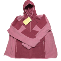 Hooded Zip Front Jacket Rose 3X Color block Sport Savvy Stretch Micro Fleece - £15.15 GBP