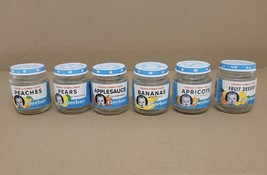 6 Vintage Gerber Baby Food Jars 4 1/2 Oz. With Labels &amp; Lids Early 1990’s - £23.12 GBP
