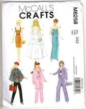 McCall's Crafts M6258 Fashion Doll Top, Pants, Coat, Dress Uncut Sewing Pattern - $13.01