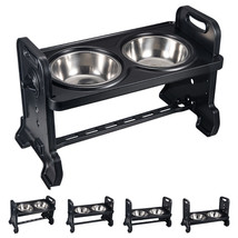 Double Bowl Dog Cat Feeder Elevated Raised Stand Feeding Food Water Pet Dishes - £33.17 GBP