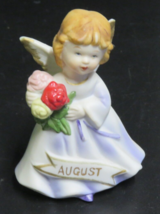 Vintage Napco August Ceramic Birthday Angel Japan Rose Floral - $24.70