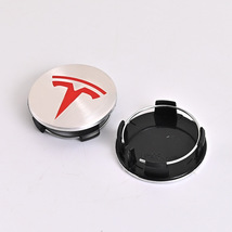 4 pcs 56mm Tesla Wheel Center Cap Silver Red emblem Hub caps - $17.99