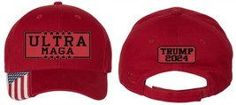 Ultra MAGA 2024 Trump Hat - LEATHER BADGE Hat with Back Design USA300/Fl... - £21.57 GBP