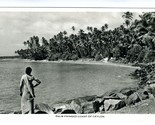 Palm Fringed Coast of Ceylon Real Photo Postcard Sri Lanka - $13.86