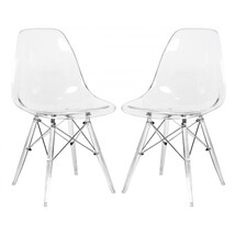 LeisureMod 32.40 in. Dover Molded Side Chair with Acrylic Base Clear - S... - $216.25